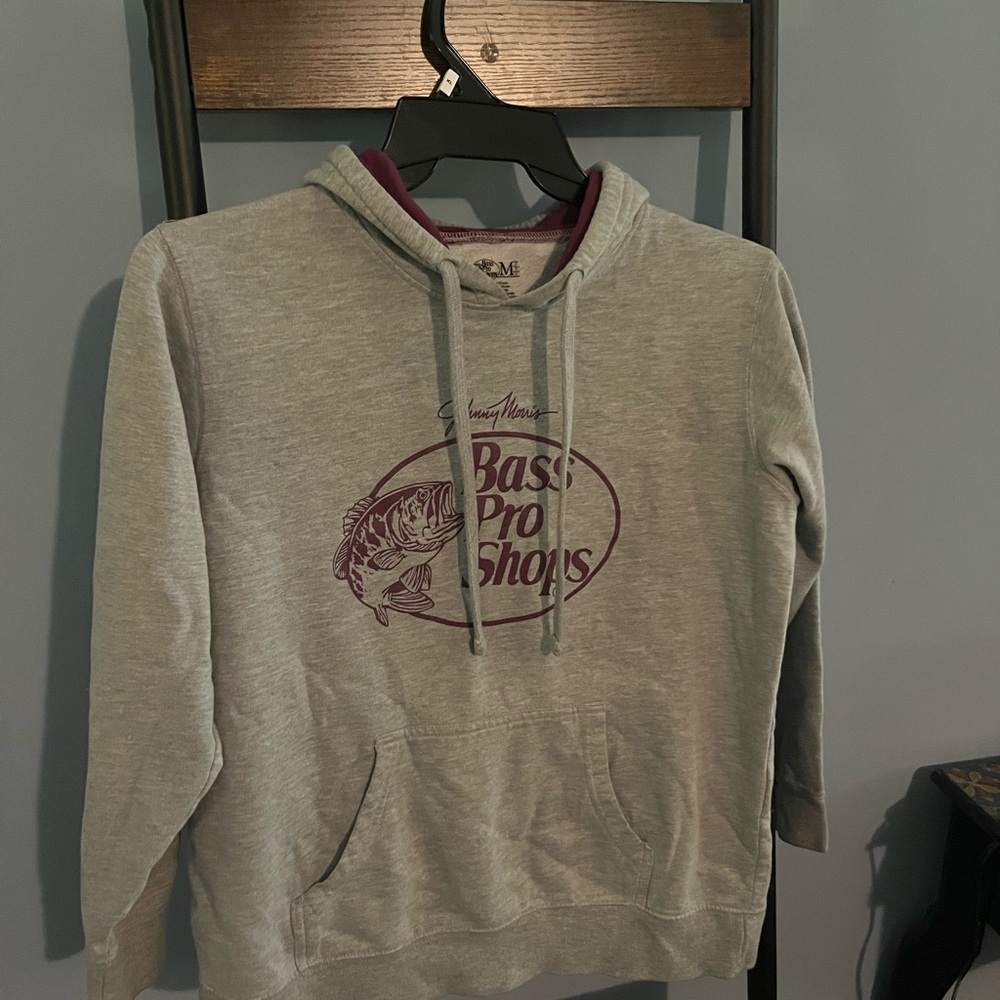 Bass Pro Shops Gray and Maroon Hoodie